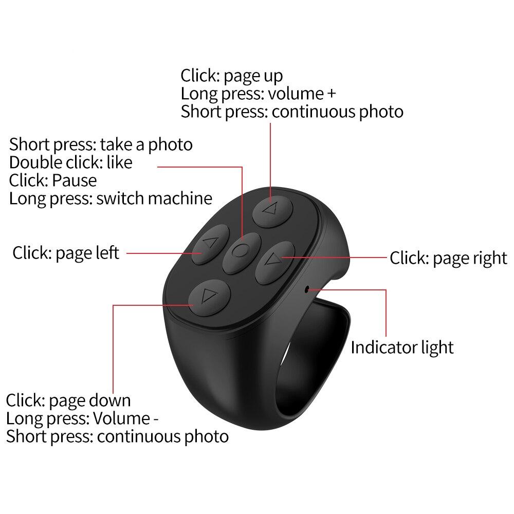 Wireless Bluetooth Fingertip Selfie Controller Tiktok Short Video Page Flipping Browsing Device Mobile Phone Remote Control Ring 