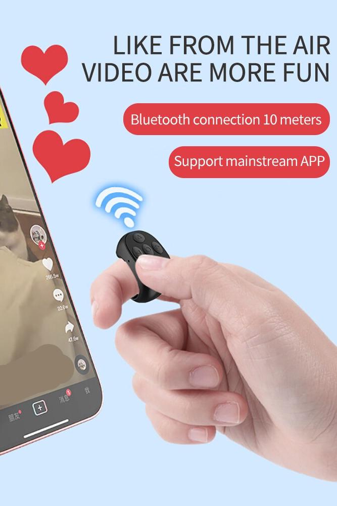 Wireless Bluetooth Fingertip Selfie Controller Tiktok Short Video Page Flipping Browsing Device Mobile Phone Remote Control Ring 