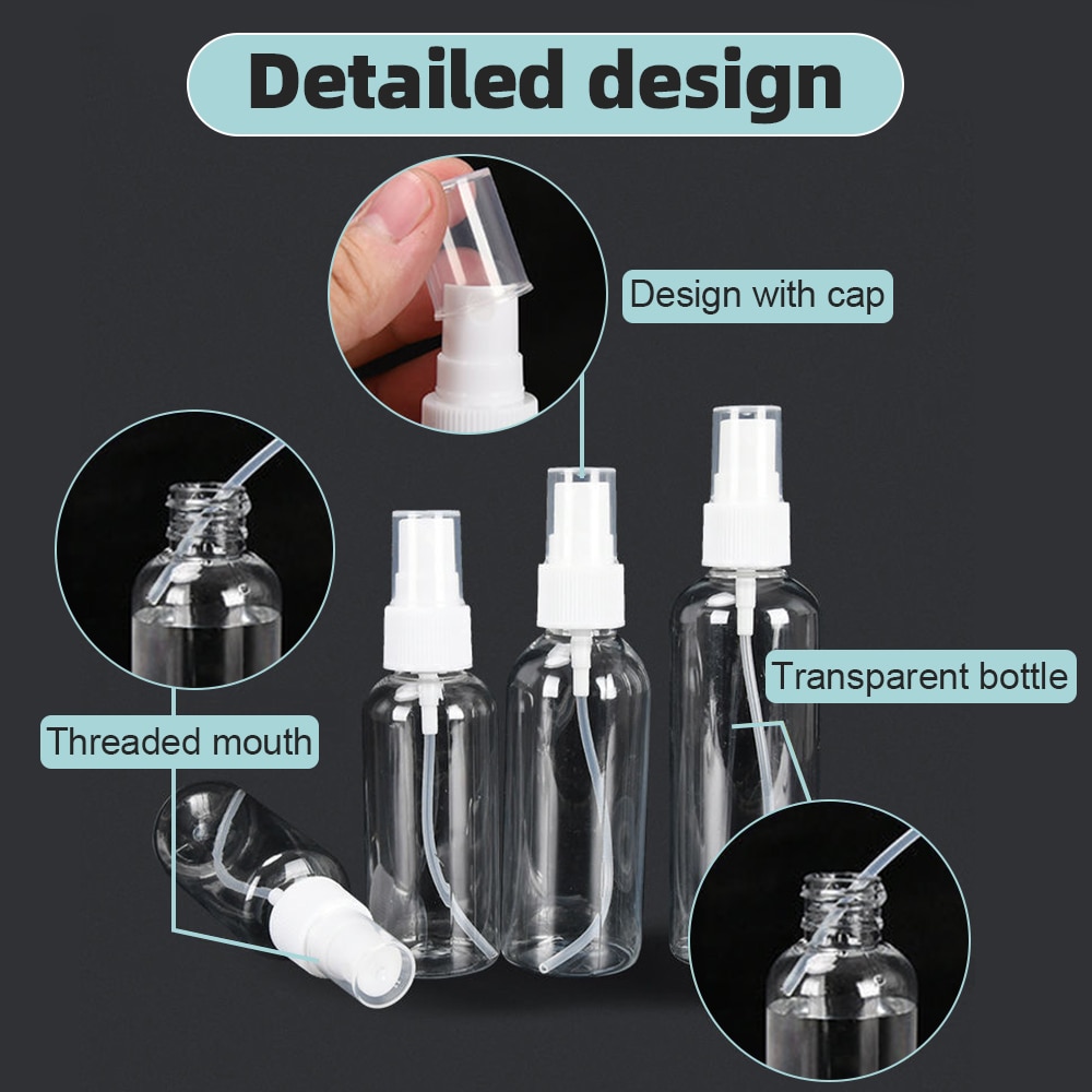 20/30/50/100ml Refillable Bottles Transparent Plastic Perfume Atomizer Mini Empty Spray Bottle Portable Travel Accessories 