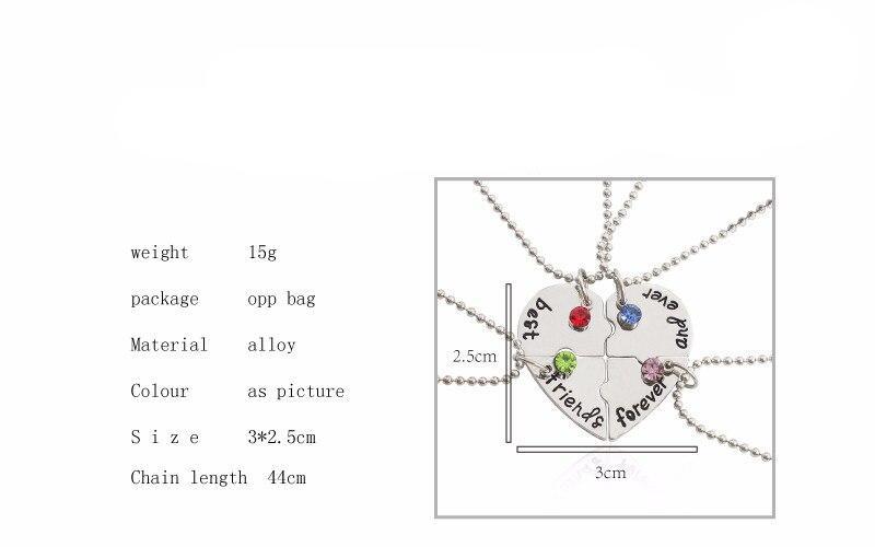 Best Friend 4 Piece Set Necklace BFF Necklace Female Love Friendship Pendant Choker Fashion Men And Women Jewelry Gift 2021