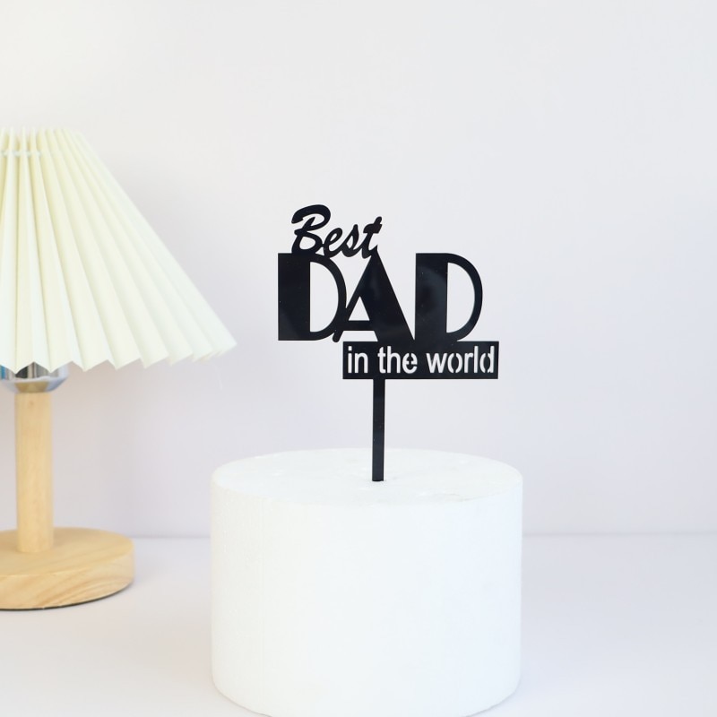 Gold BEST Dad Father's Day Party Cake Toppers Black Acrylic Daddy Birthday Cake Topper for Father Birthday Party Cake Decoration