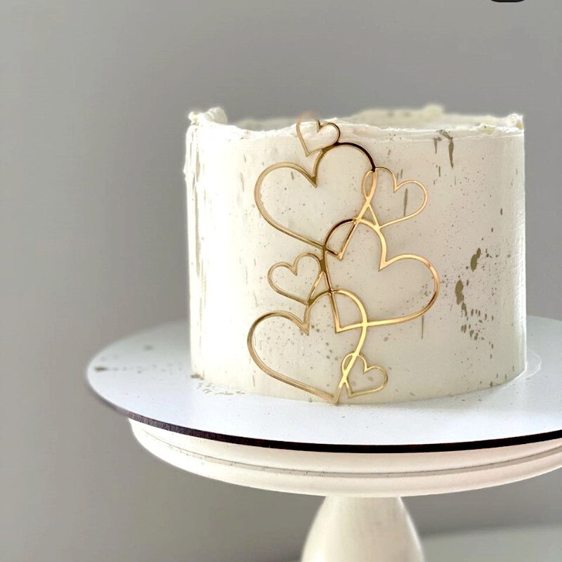 7 Hearts Wedding Cake Topper Minimalist Gold Silver Love Heart Cake Decoration Valentine's Day Dessert Party Decoration