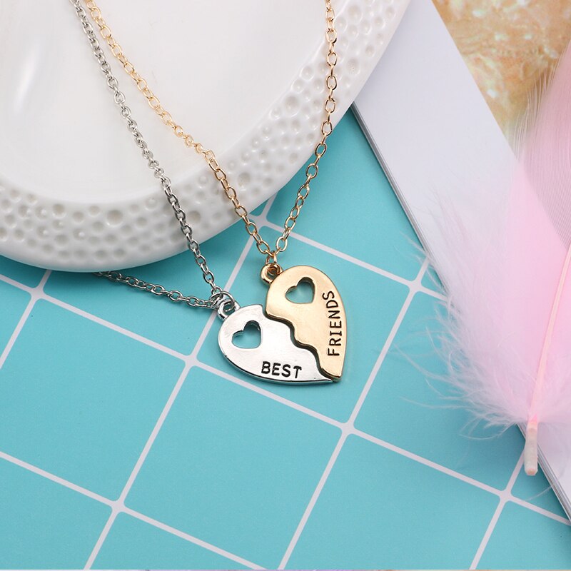 Fashion Best Friends Honey Love Couple Pendant Necklace 2 Pcs/ Set Chain Choke Broken Heart BFF Good Friendship Jewelry Gift