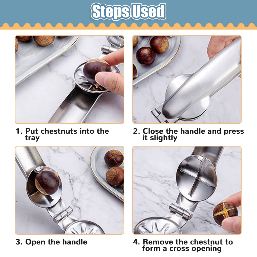 Stainless Steel 2 in1 Chestnut Machine Kitchen Accessories Chestnut Sheath Chestnut Cutter Chestnut Opener Chestnut Nut for Nuts 