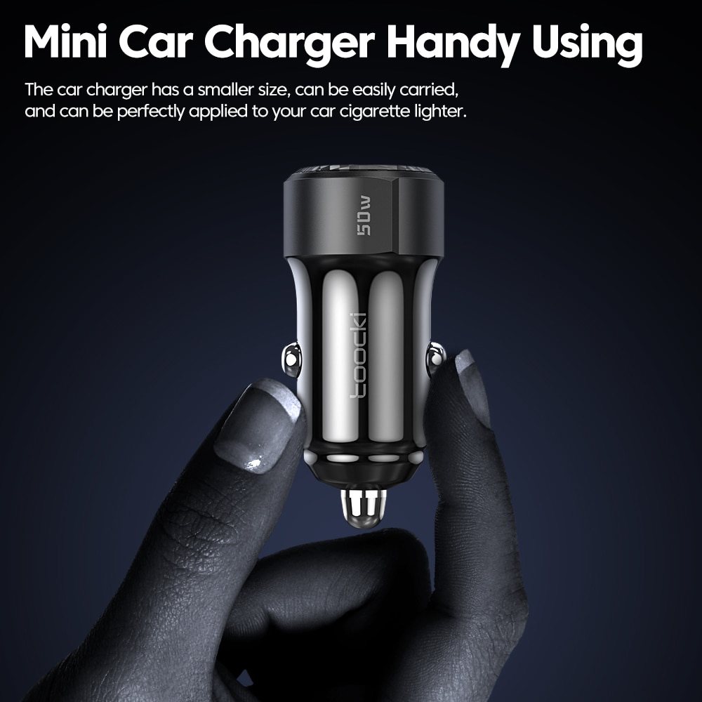 Toocki 50W Car Charger USB C Quick Charge QC PD 3.0 Type C Fast Charging for iPhone 14 Pro Max Xiaomi POCO Samsung Car Charger 