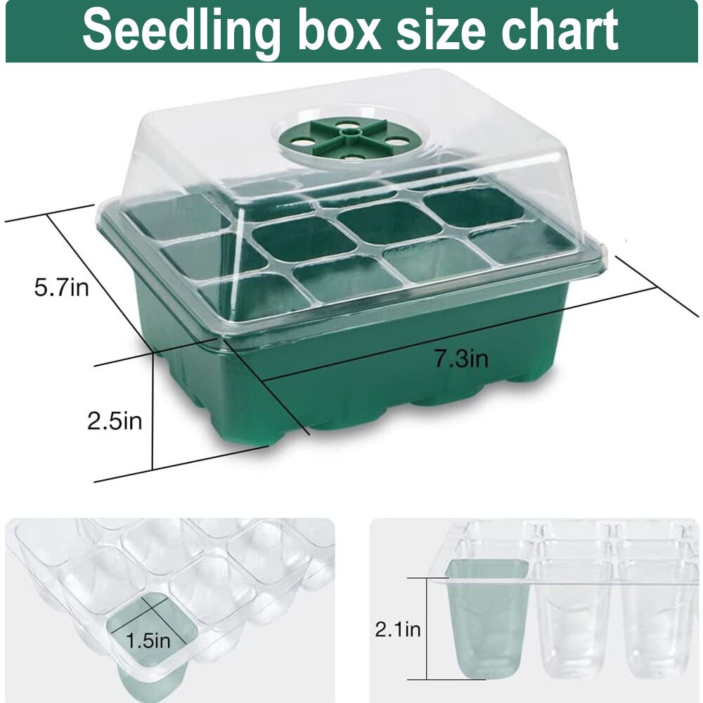 12 Holes Greenhouse Seedling Box Propagation Nursery Pots Plant Seeds Starter Trays for Farm Gardening Growing Germination Tools 