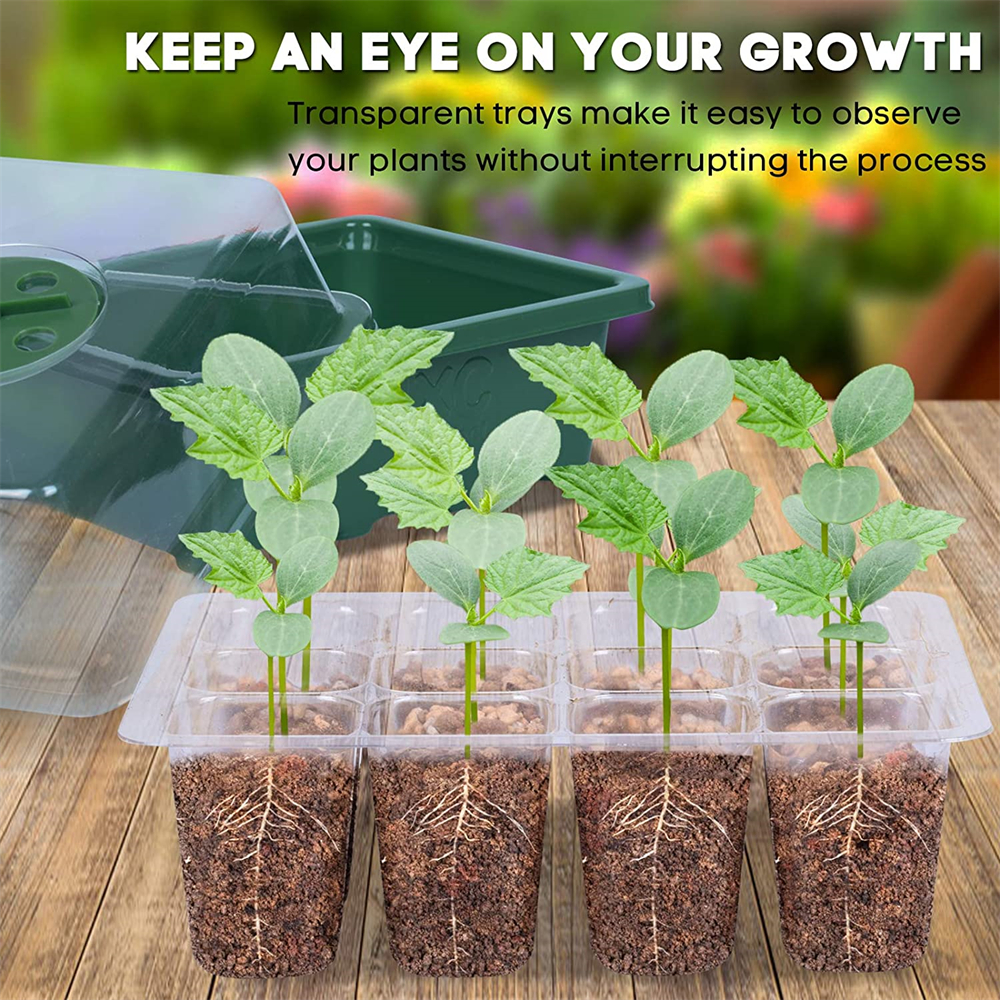 12 Holes Greenhouse Seedling Box Propagation Nursery Pots Plant Seeds Starter Trays for Farm Gardening Growing Germination Tools