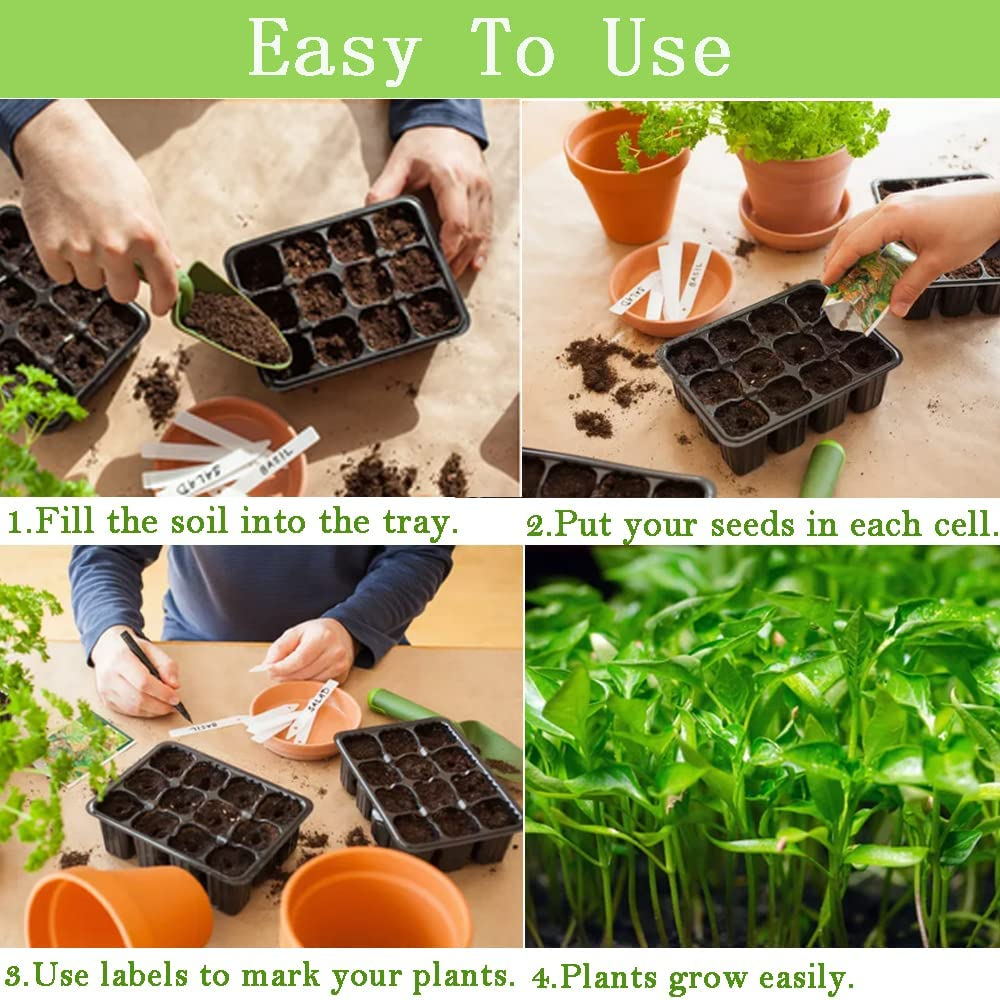 12 Holes Greenhouse Seedling Box Propagation Nursery Pots Plant Seeds Starter Trays for Farm Gardening Growing Germination Tools