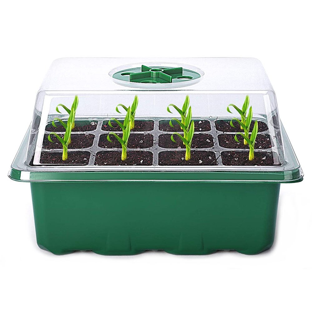 12 Holes Greenhouse Seedling Box Propagation Nursery Pots Plant Seeds Starter Trays for Farm Gardening Growing Germination Tools 