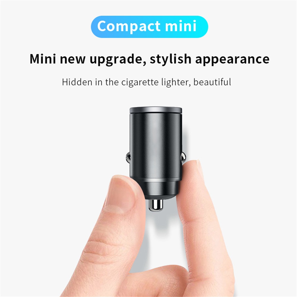 12V-24V Metal Car Charger Type-C QC 3.0 4.0 PD 3.0 22.5W Cigarette Lighter Fast Charging USB Phone Mini Charger Car Accessori 