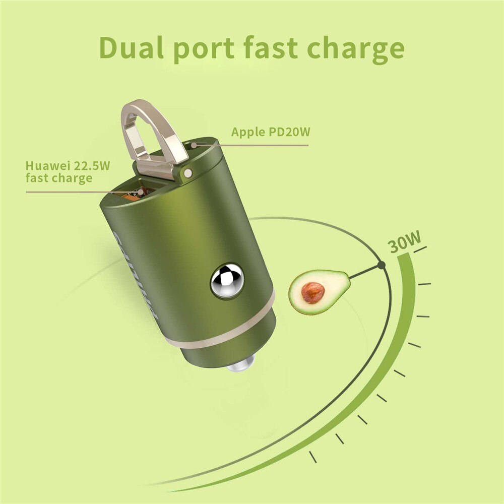 12V-24V Metal Car Charger Type-C QC 3.0 4.0 PD 3.0 22.5W Cigarette Lighter Fast Charging USB Phone Mini Charger Car Accessori
