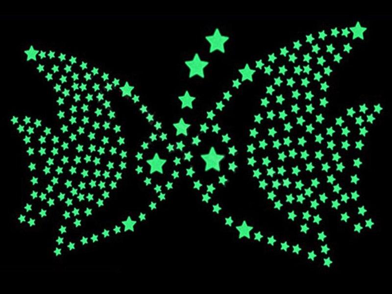 50pcs 3D Stars Glow In The Dark Wall Stickers Luminous Fluorescent Pvc Wall Art Decals For Kids Bedroom Ceiling Home Decoration
