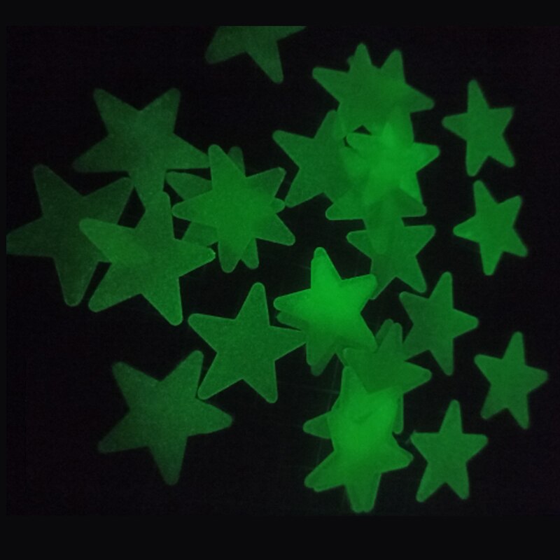 50pcs 3D Stars Glow In The Dark Wall Stickers Luminous Fluorescent Pvc Wall Art Decals For Kids Bedroom Ceiling Home Decoration