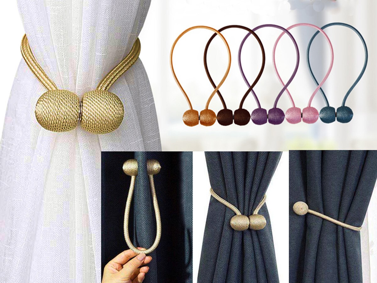 BELAVENIR 1Pc Magnetic Curtain Tieback High Quality Holder Hook Buckle Clip Curtain Tieback Polyester Decorative Home Accessorie