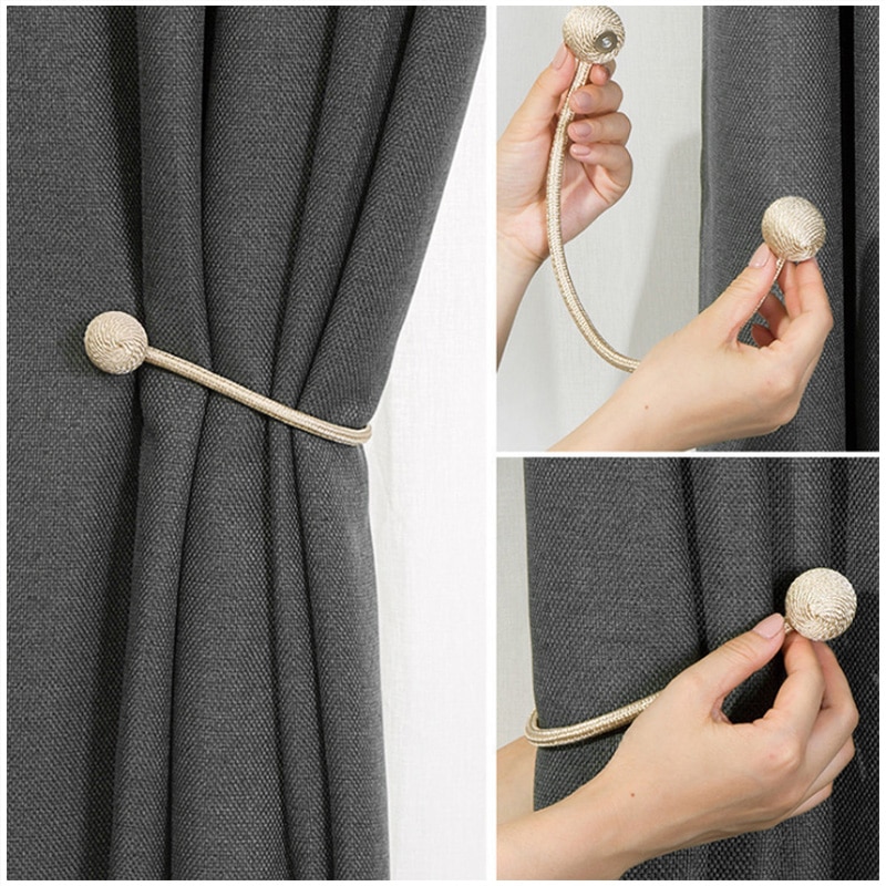 BELAVENIR 1Pc Magnetic Curtain Tieback High Quality Holder Hook Buckle Clip Curtain Tieback Polyester Decorative Home Accessorie 