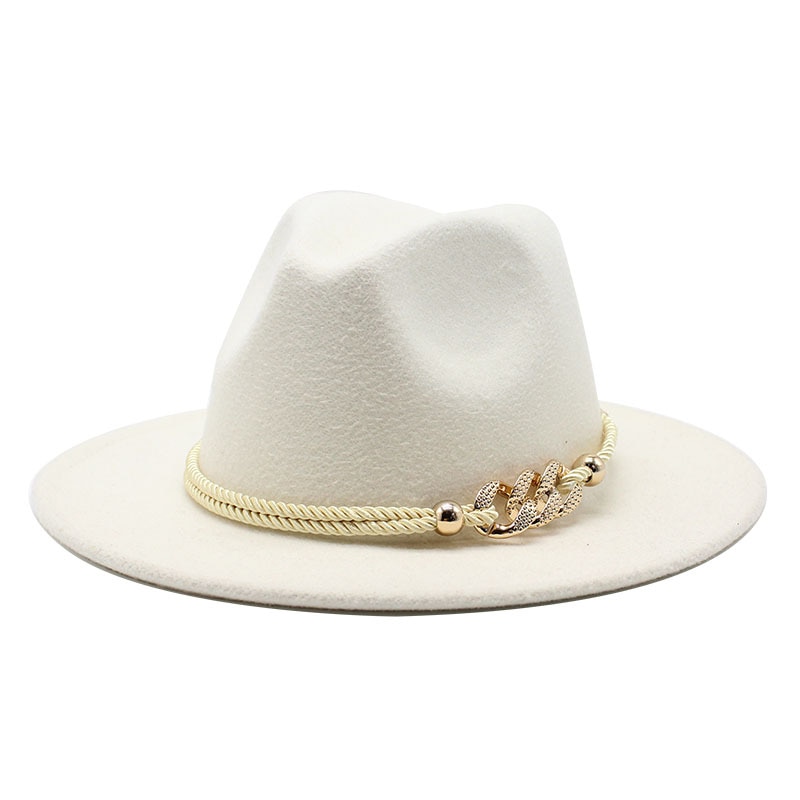 Black/white Wide Brim Simple Church Derby Top Hat Panama Solid Felt Fedoras Hat for Men Women artificial wool Blend Jazz Cap Color: white Size: m 56-58cm 