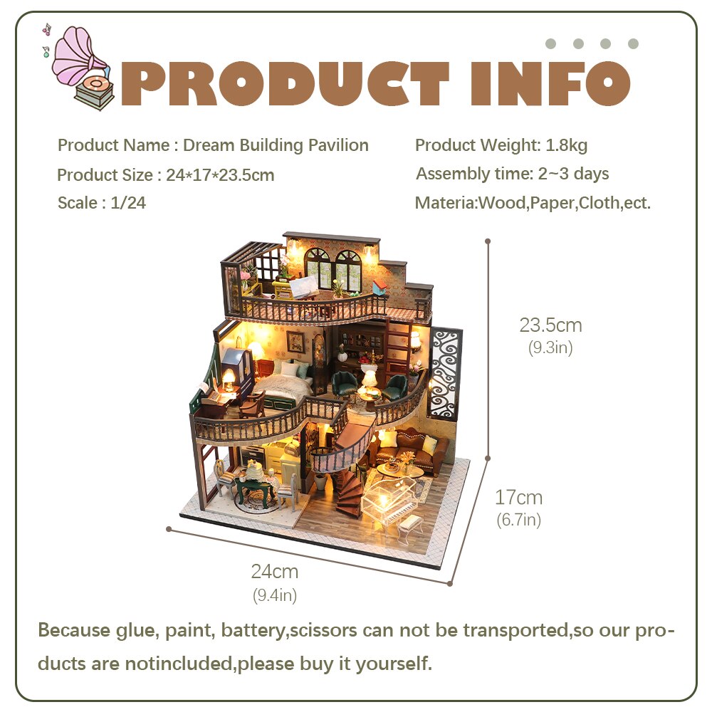 Cutebee DIY Miniature Dollhouse Kit Miniature with Furniture Light Fairy Castle Toys Roombox for Adults, New Year Gifts 