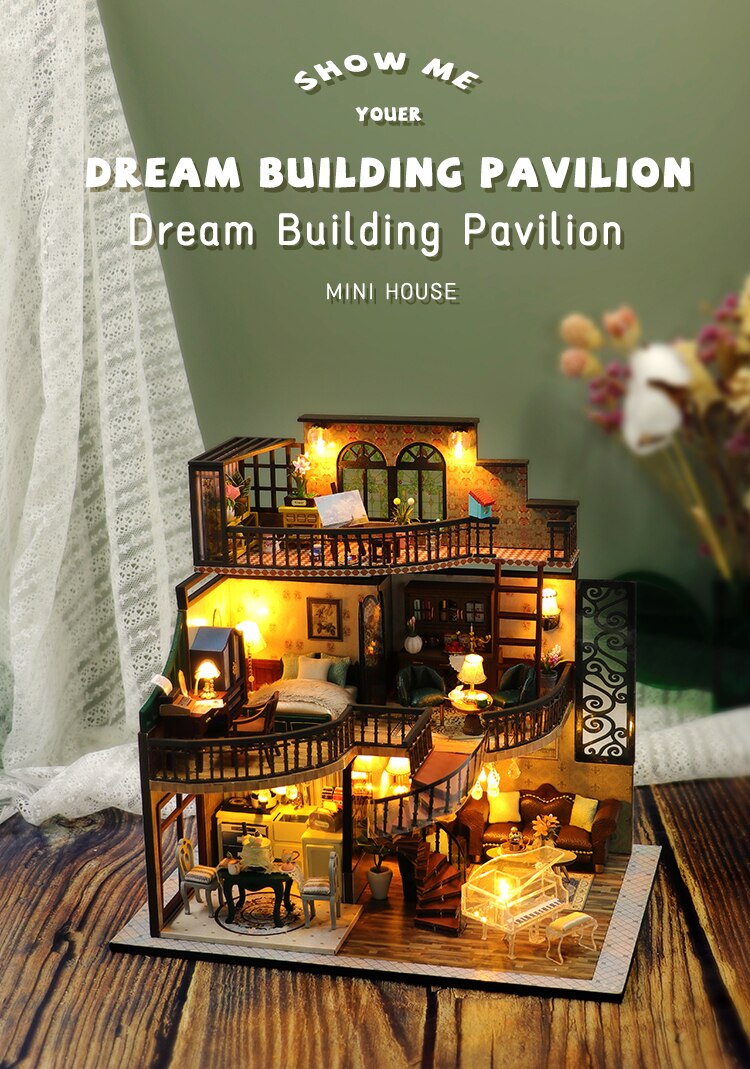 Cutebee DIY Miniature Dollhouse Kit Miniature with Furniture Light Fairy Castle Toys Roombox for Adults, New Year Gifts
