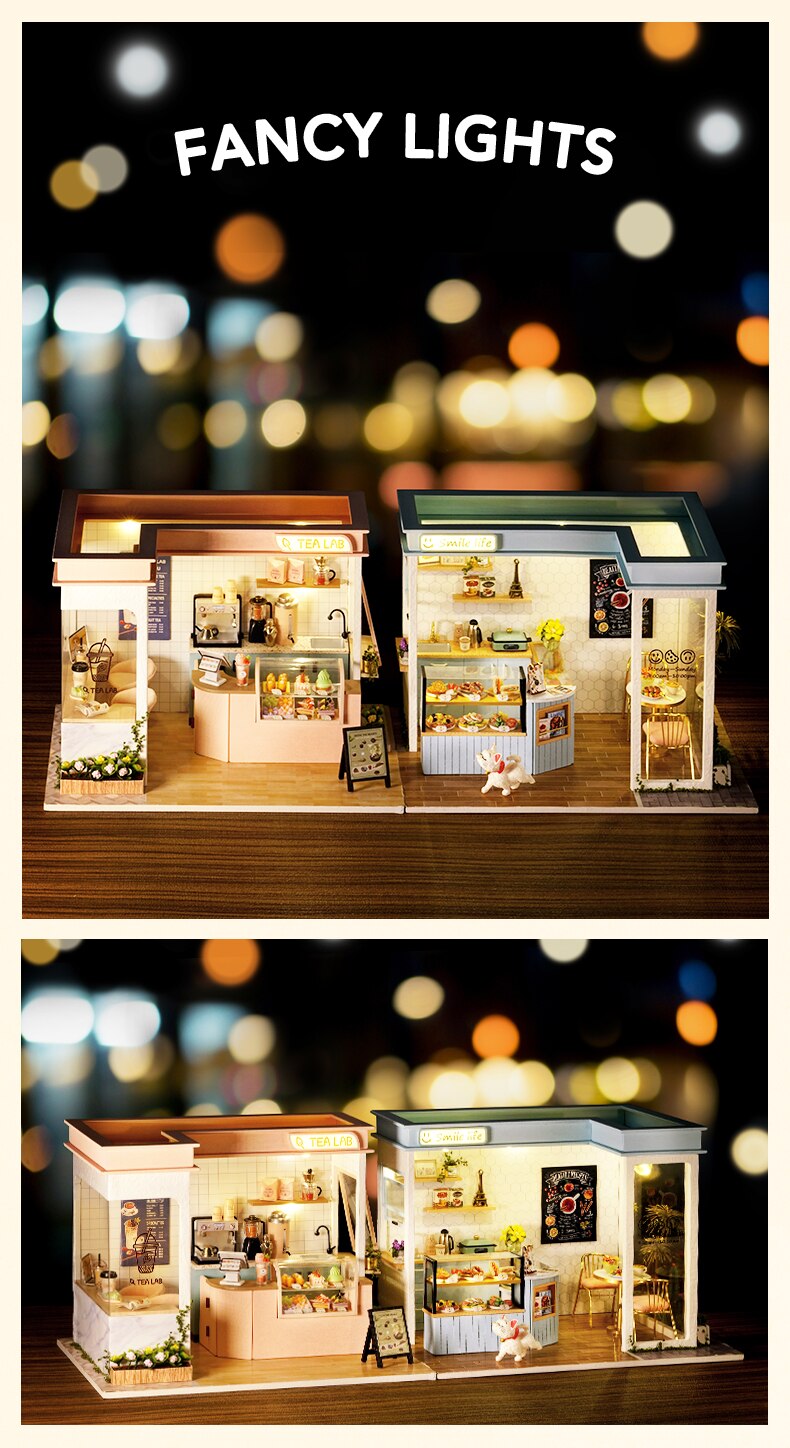 Cutebee DIY Wooden DollHouse Ocean Room Kit Wooden Doll house Assembled With Light Model Casa for Children Adult Gifts