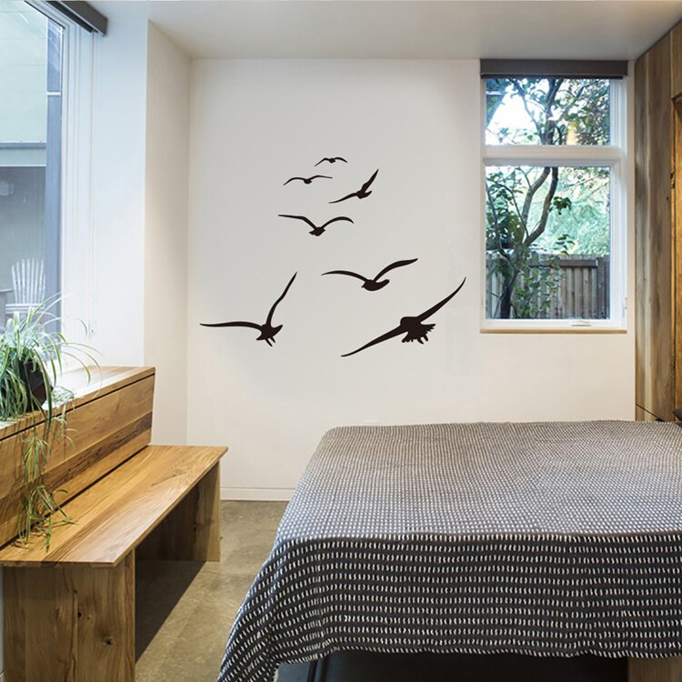 HonC A Flock Of Seabirds Wall Stickers Living Room Bedroom Home Background DIY Decoration Mural Art Decals Carved Wallpaper