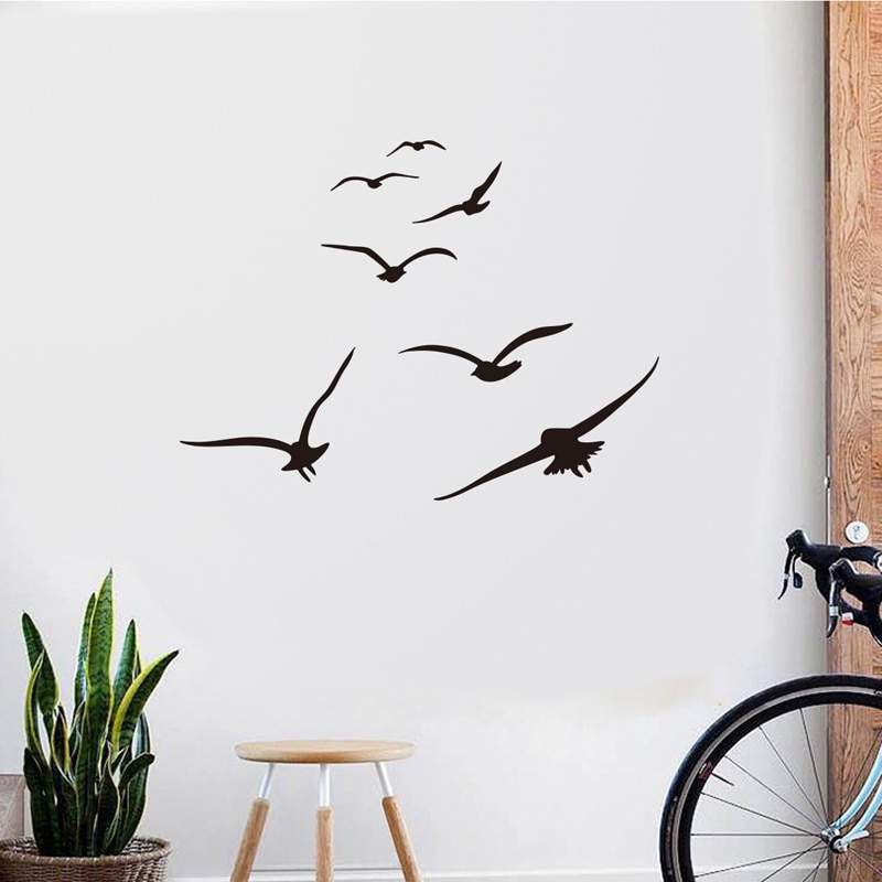 HonC A Flock Of Seabirds Wall Stickers Living Room Bedroom Home Background DIY Decoration Mural Art Decals Carved Wallpaper 
