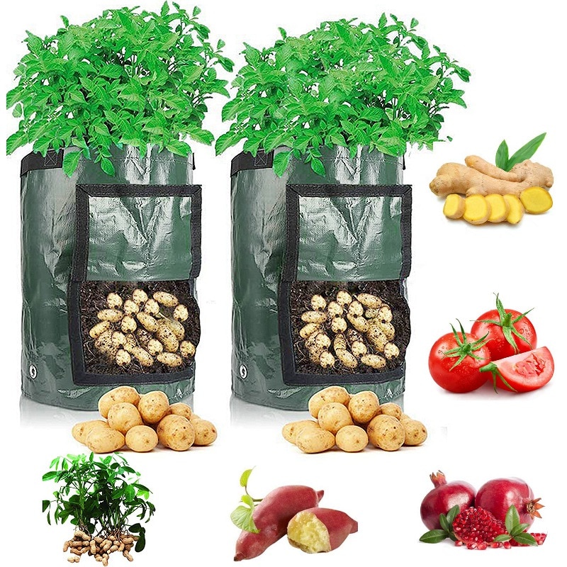Potato Grow Bag PE Vegetable Grow Bags with Handle Thickened Growing Bag Vegetable Onion Plant Bag Outdoor Garden Pots 