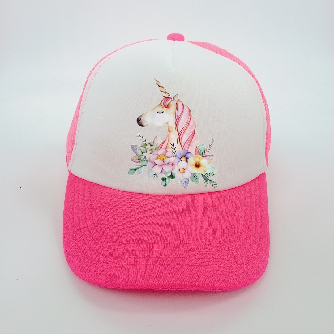 baby girl unicorn hat cap accessories for 2-8 year girls unicorn rainbow baseball cap casquette summer sun truck hat for kids Color: Rose Red Size: 2-5 years 52cm|3-8 years 54cm 
