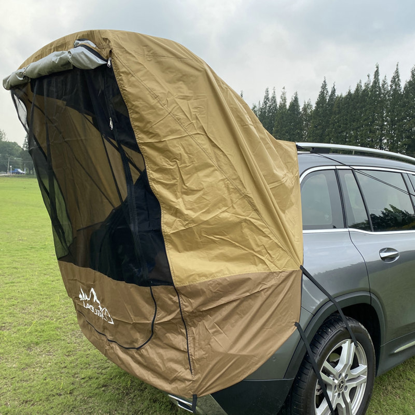 Portable Car Awning Rooftop Tent Sun Shelter Shade Sunshade Rainproof Car Trunk Tents Camping Canopy Outdoor Travel Hiking Tents 