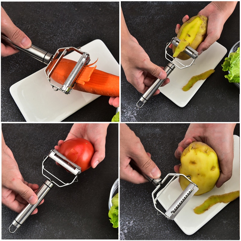 Stainless Steel Multi-function Peeler Slicer Vegetable Fruit Potato Cucumber Grater Portable Sharp Kitchen Accessories Tool 