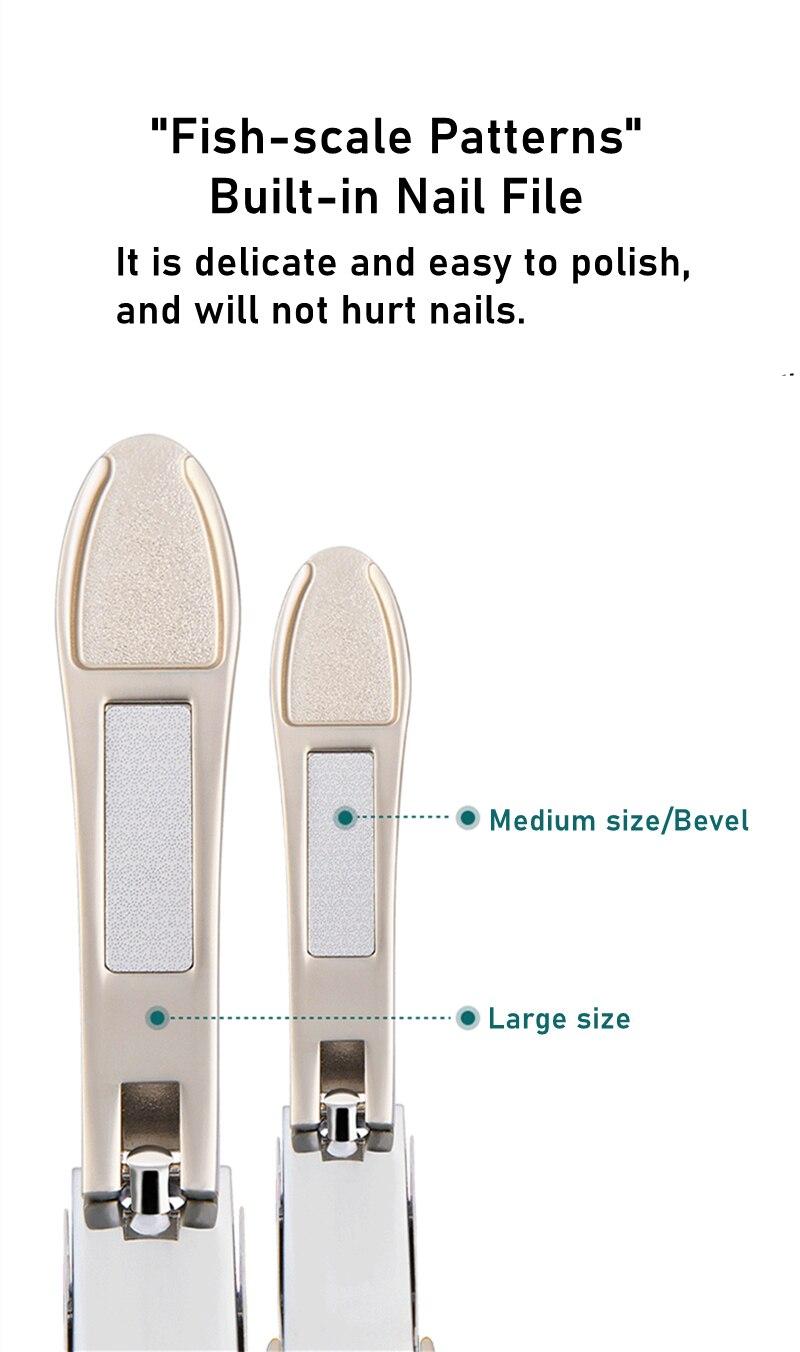 Anti Splash Nails Clipper With File Stainless Steel Manicure For Hard Ingrown Nail Trimming Widen Cutter Durable Scissor Tools