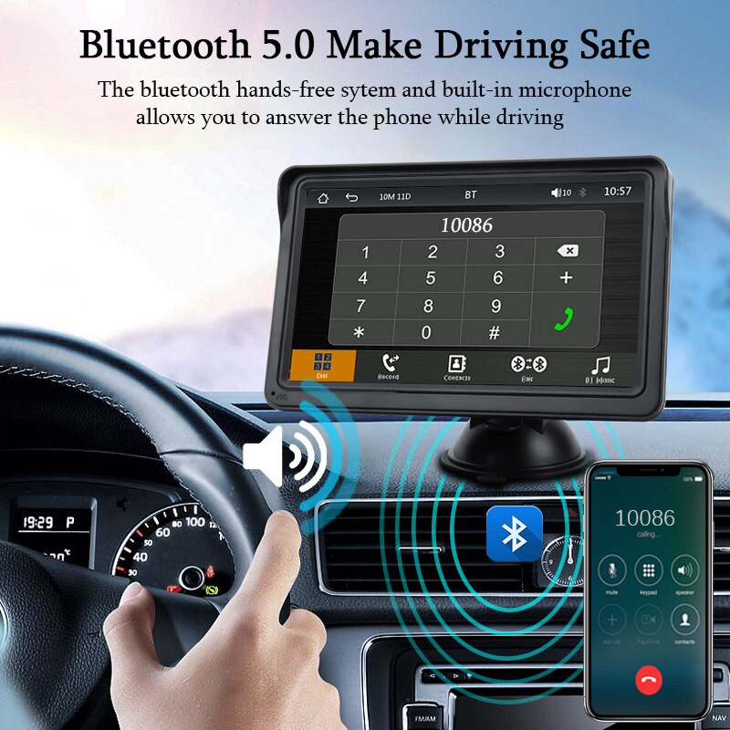 Hippcron CarPlay Android Auto Car Radio Multimedia Video Player 7inch Portable Touch Screen With Remote Control