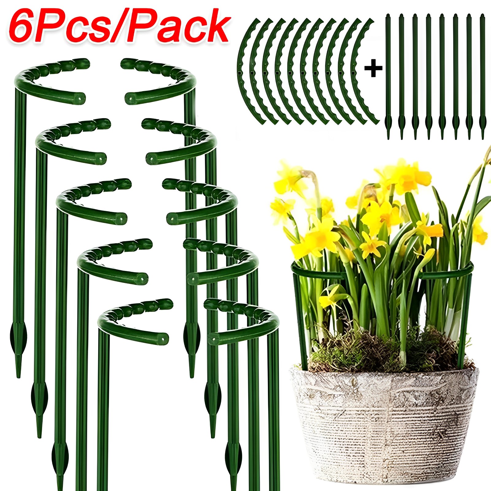 2/4/6Pcs Plastic Support Pile Stand Plant Support Pile for Flowers Greenhouses Arrangement Fixing Rod Holder Garden Tools