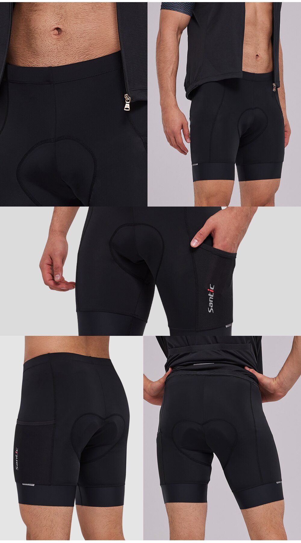 Santic Men's Cycling Shorts 4D Padded Biking Shorts MTB Bicycle Riding Shorts Bike Biking Clothes with Pockets