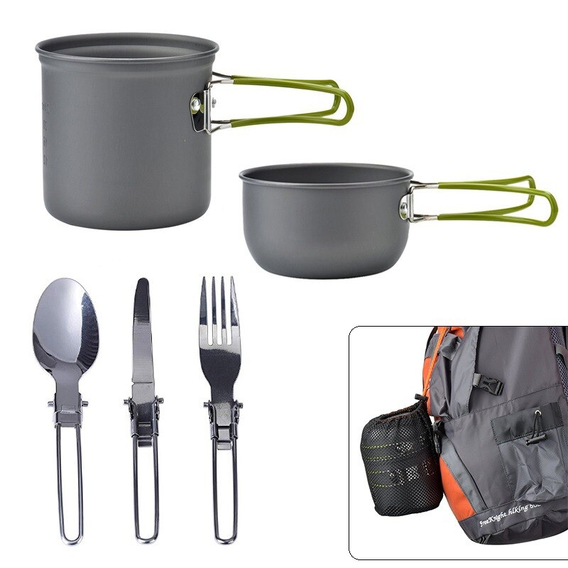 Ultra-light Camping Cookware Utensils Set Outdoor Backpacking Hiking Picnic Cooking Travel Tableware Pot Pan Spoon Fork Knife