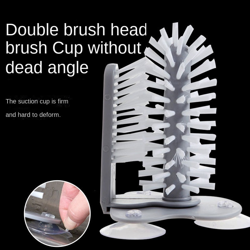 2 In 1 Cleaning Brush Cup Scrubber Suction Wall Lazy Bottles Brush Glass Cleaner Thermos Washing Brush Kitchen Clean 