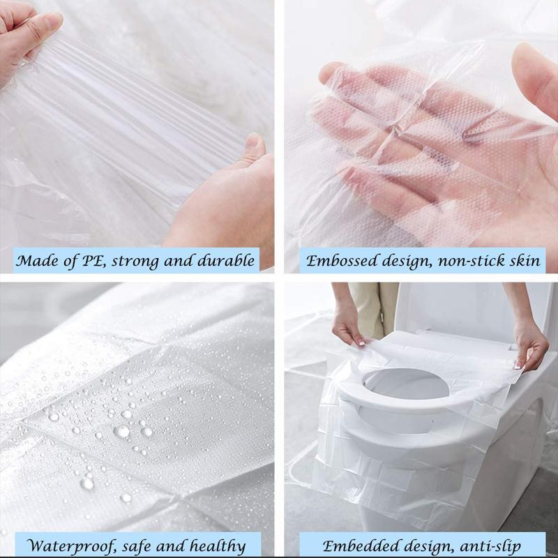 30Pcs Disposable Toilet Seat Cover Mat Portable 100% Waterproof Safety Toilet Seat Pad for Travel/Camping Bathroom Accessiories