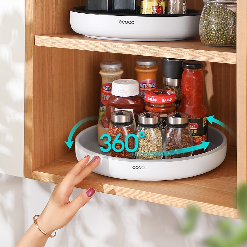 360° Rotating Spice Rack Organizer Seasoning Holder Kitchen Storage Tray Lazy Susans Home Supplies for Bathroom, Cabinets 