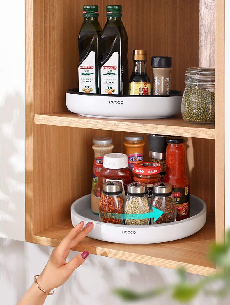 360° Rotating Spice Rack Organizer Seasoning Holder Kitchen Storage Tray Lazy Susans Home Supplies for Bathroom, Cabinets