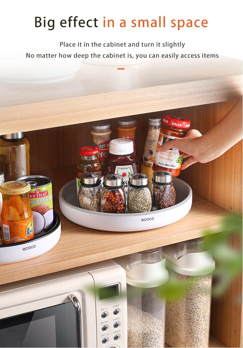 360° Rotating Spice Rack Organizer Seasoning Holder Kitchen Storage Tray Lazy Susans Home Supplies for Bathroom, Cabinets