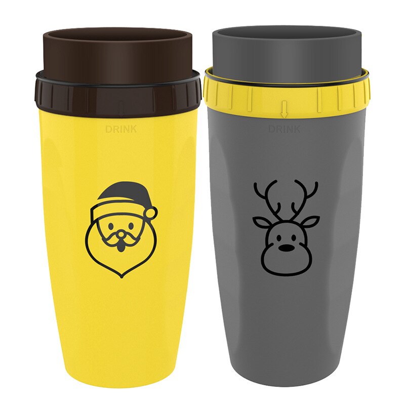 Portable Coffee Straw Cup French Coverless Cup Creative Twist Lid Thermos Double-walled Ice Cold Drink Coffee Juice Tea Cups