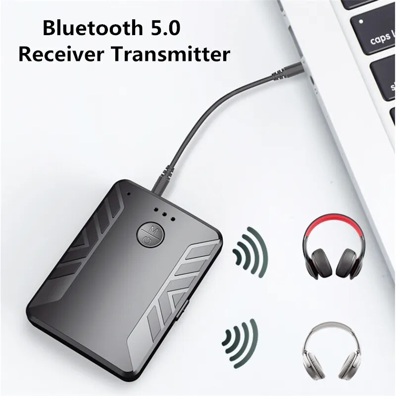 2 In 1 Bluetooth 5.0 Adapter Receiver Transmitter For Headphones Connect Two Bluetooth Headsets Stereo Audio 3.5mm AUX T19