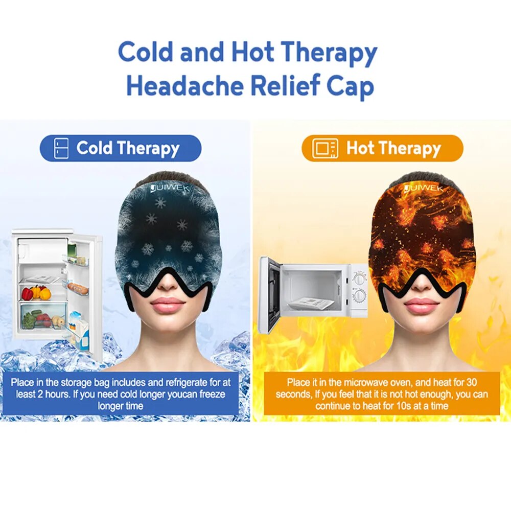 360° Gel Migraine Ice Head Wrap Headache Relief Hat for Migraine with Hot & Cold Therapy Flexible Ice Head Wrap for Sinus&Stress
