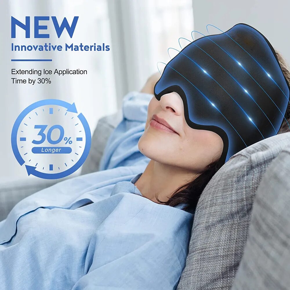 360° Gel Migraine Ice Head Wrap Headache Relief Hat for Migraine with Hot & Cold Therapy Flexible Ice Head Wrap for Sinus&Stress