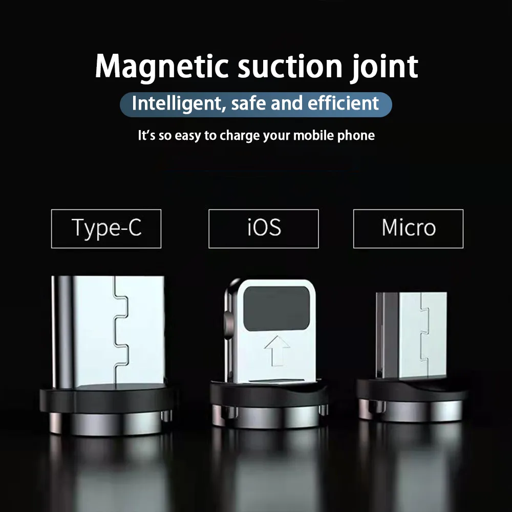 3A LED Magnetic USB Cable Fast Charging Type C Cable Magnet Charger Data Charge Micro USB Cable Mobile Phone Cable USB Cord 