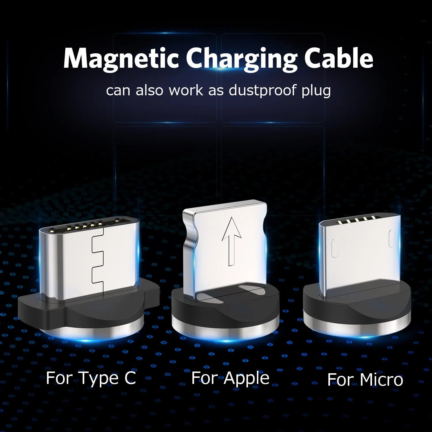 3A LED Magnetic USB Cable Fast Charging Type C Cable Magnet Charger Data Charge Micro USB Cable Mobile Phone Cable USB Cord