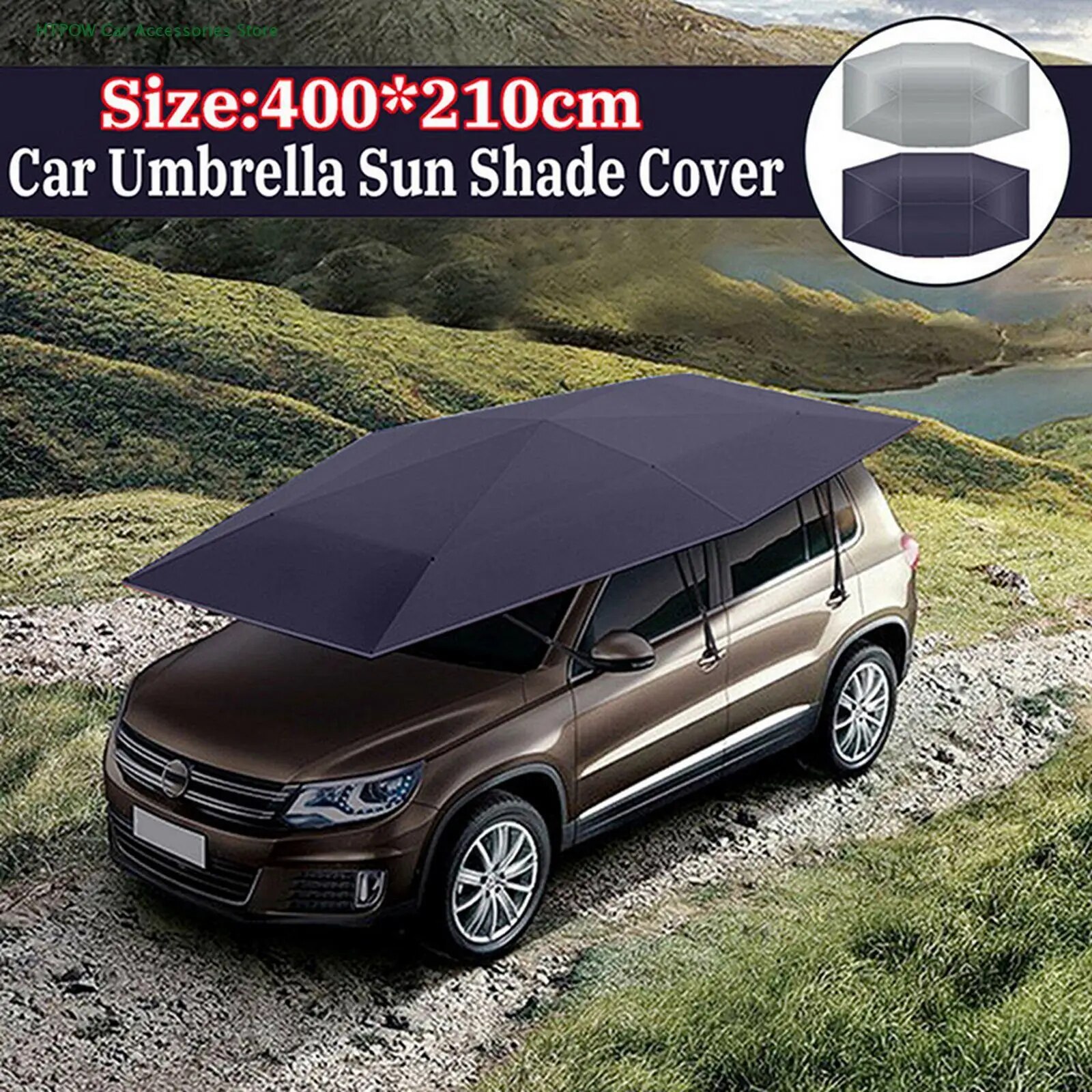 Car Summer Sunshade Umbrella Portable Anti-UV Protection Roof Cover Summer Sunscreen Shed 400*210cm 