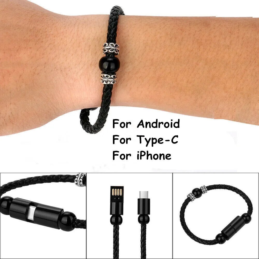 USB Cable Bracelet Wristband Band Charging Data Charging Cord USBC Cable For iphone Type-C micro USB Fast Charging Cable