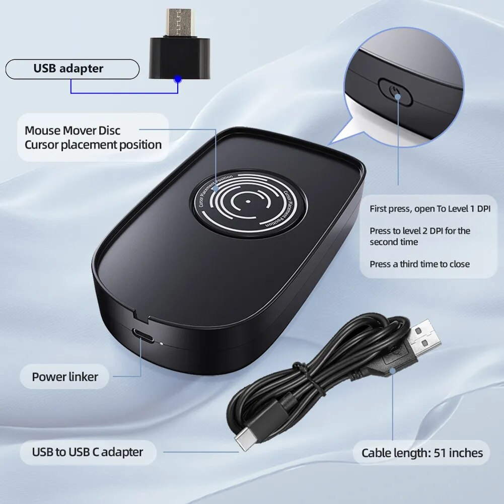 Undetectable Mouse Jiggler 5V 1A Virtual Mouse Mover Wired Wireless Mouse Compatible for Computer Awakening for Keeps PC Active