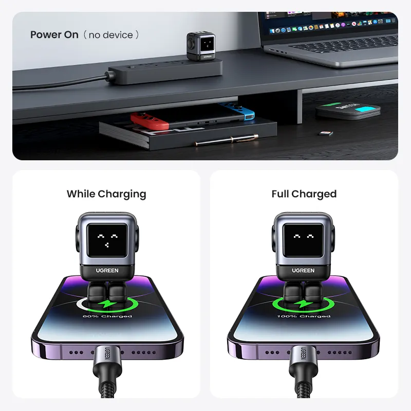 New！UGREEN 65W GaN Charger Robot Design PD Fast Charger PPS PD3.0 for iPhone 15 14 13 Fast Charge for Xiaomi Laptop Macbook 