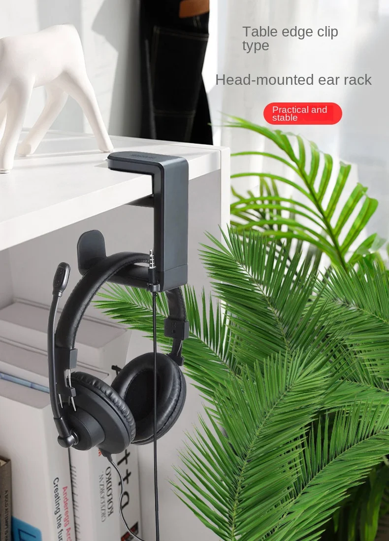 PC Gaming Headset Headphone Hook Holder Hanger Mount Under Desk, Headphones Stand with Adjustable & Rotating,Built in Cable Clip